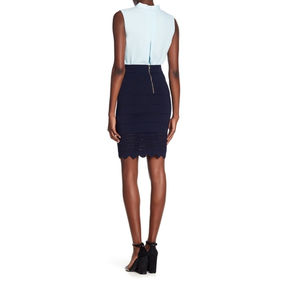 Ted Baker Blue Stef Scallop Detail Skirt Blue Navy. Size 1/US 4 - Picture 2 of 11